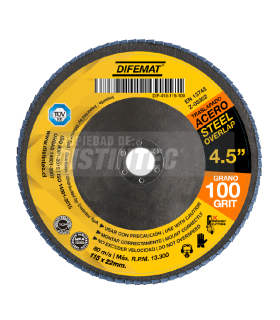 DISCO TRASLAPADO 4,5" - 115 X 22. GRANO 100 - DIFEMAT®