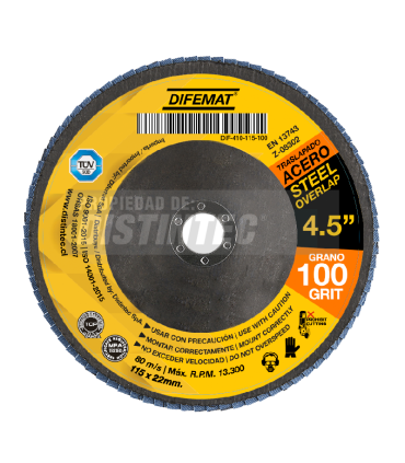 DISCO TRASLAPADO 4,5" - 115 X 22. GRANO 100 - DIFEMAT®