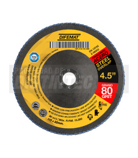 DISCO TRASLAPADO 4,5" -115 X 22. GRANO 80 - DIFEMAT®