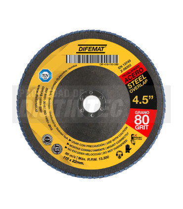 DISCO TRASLAPADO 4,5" -115 X 22. GRANO 80 - DIFEMAT®