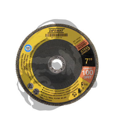DISCO TRASLAPADO 7" -180 X 22. GRANO 100 - DIFEMAT®