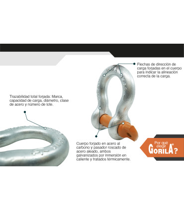 GRILLETE LIRA PASADOR ROSCADO 1" - GORILA®
