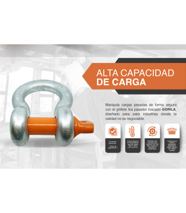 GRILLETE LIRA PASADOR ROSCADO 1.1/2" - GORILA®