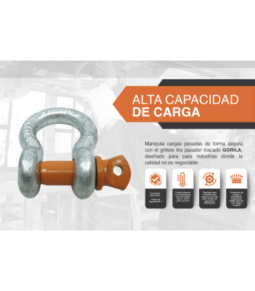 GRILLETE LIRA PASADOR ROSCADO 7/8" - GORILA®