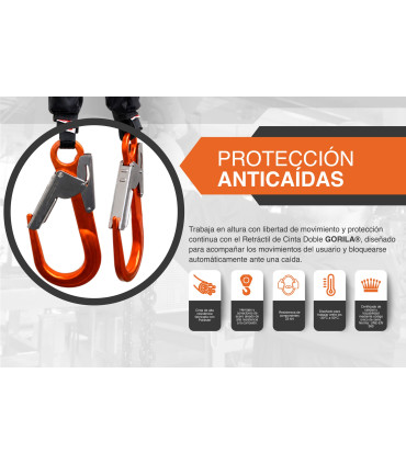 RETRACTIL DE CINTA DOBLE 2m - GORILA®