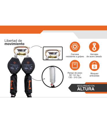 RETRACTIL DE CINTA DOBLE 2m - GORILA®