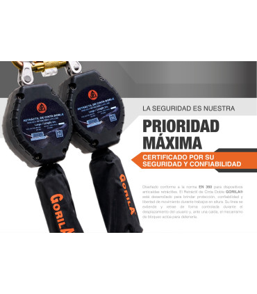 RETRACTIL DE CINTA DOBLE 2m - GORILA®