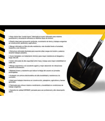 PALA PUNTA HUEVO REFORZADA EN FIBRA - DIFEMAT®