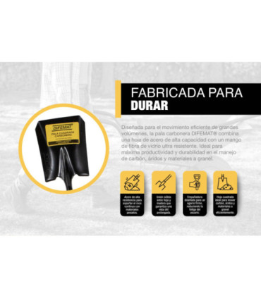 PALA CUADRADA CARBONERA REFORZADA EN FIBRA - DIFEMAT®