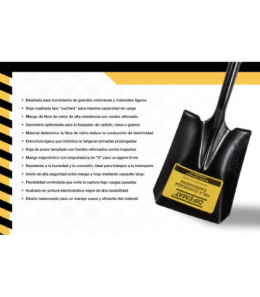 PALA CUADRADA CARBONERA REFORZADA EN FIBRA - DIFEMAT®