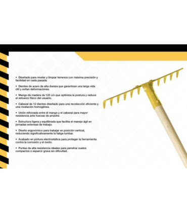 RASTRILLO 12 DIENTES MANGO MADERA - DIFEMAT®