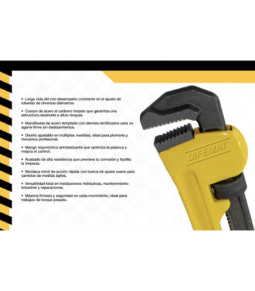LLAVE STILLSON RECTA 36" X 900mm - DIFEMAT®