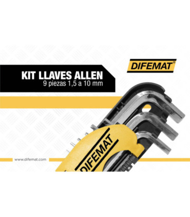 KIT LLAVES ALLEN 9 PIEZAS 1,5 A 10mm - DIFEMAT®