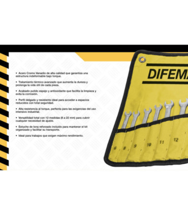 KIT LLAVES PUNTA CORONA 10 PIEZAS 8 A 22mm - DIFEMAT®