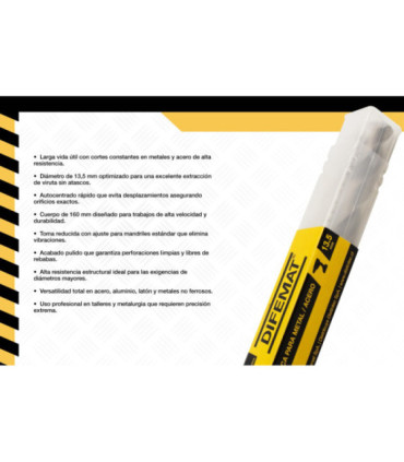 BROCA PARA METAL TOMA REDUCIDA 13.5mm - DIFEMAT®