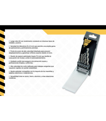 SET 6 BROCAS PARA METAL 2 A 8mm - DIFEMAT®