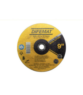 DISCO DE CORTE PARA ACERO INOXIDABLE 9" 230 X 3,0 X 22,2 - DIFEMAT®