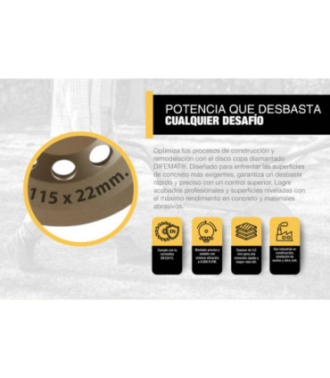 COPA DIAMANTADO ABRASIVO PARA CONCRETO 4,5" - DIFEMAT®