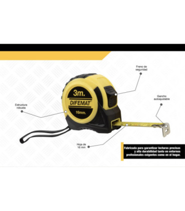 CINTA METRICA 3m X 16mm - DIFEMAT®