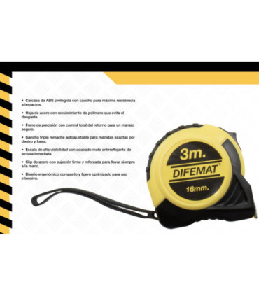 CINTA METRICA 3m X 16mm - DIFEMAT®