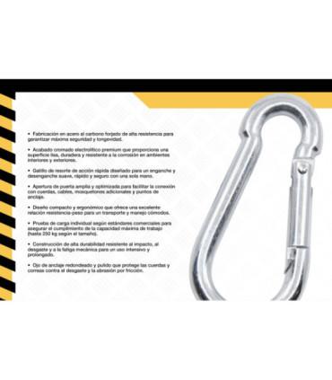 MOSQUETON COMERCIAL CROMADO 7 X 70mm - DIFEMAT®
