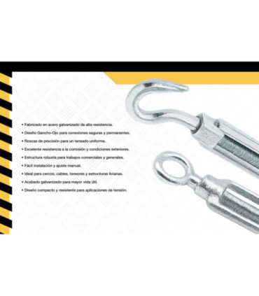 TENSOR COMERCIAL GANCHO OJO 10 x 100mm  - DIFEMAT®