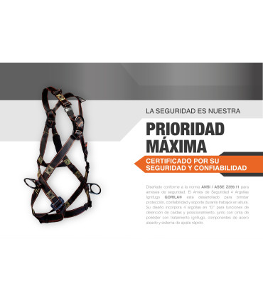 ARNES SEGURIDAD 4 ARGOLLAS IGNIFUGO STD - GORILA®