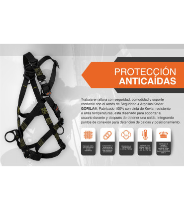 ARNES SEGURIDAD 4 ARGOLLAS KEVLAR STD - GORILA®