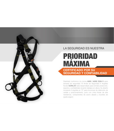 ARNES SEGURIDAD 4 ARGOLLAS KEVLAR STD - GORILA®