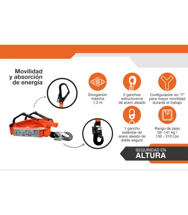 AMORTIGUADOR EN Y CINTA PLANA X 1,8m - GORILA®