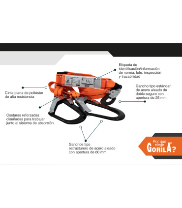 AMORTIGUADOR EN Y CINTA PLANA X 1,8m - GORILA®
